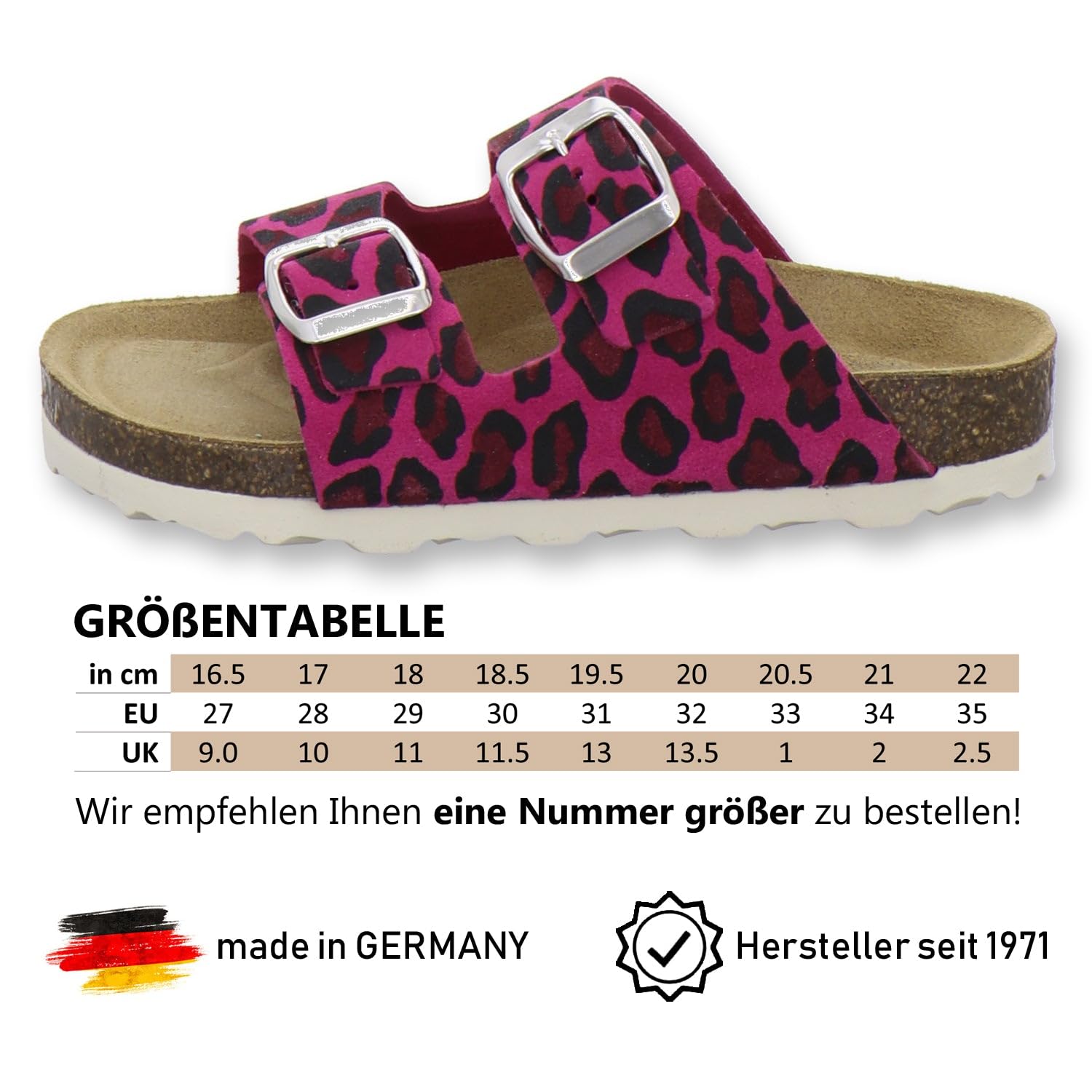 AFS-Schuhe 1100 Mules en cuir pour enfant, chaussons pour maternelle et école primaire