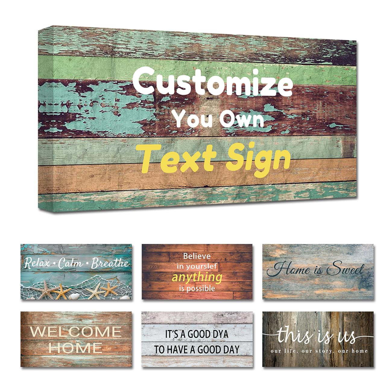 Amazon.com : SWQYLB Custom Text Signs Personalized Quotes Sign Wall ...