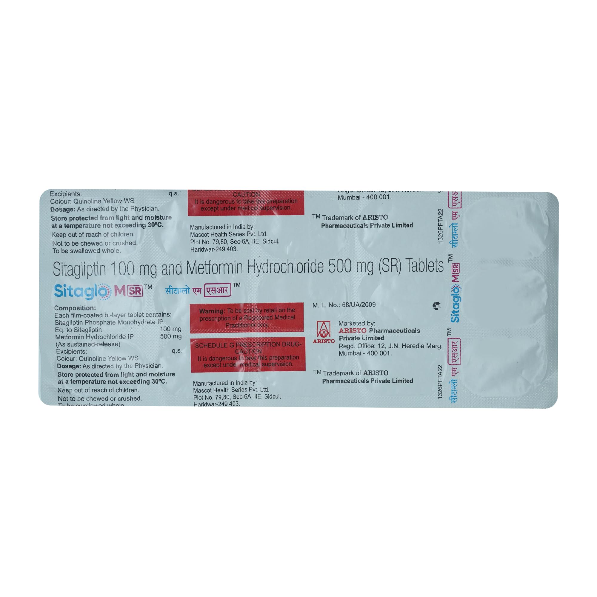 Sitaglo M SR 100/500 - Strip of 15 Tablets : Amazon.in: Health & Personal  Care