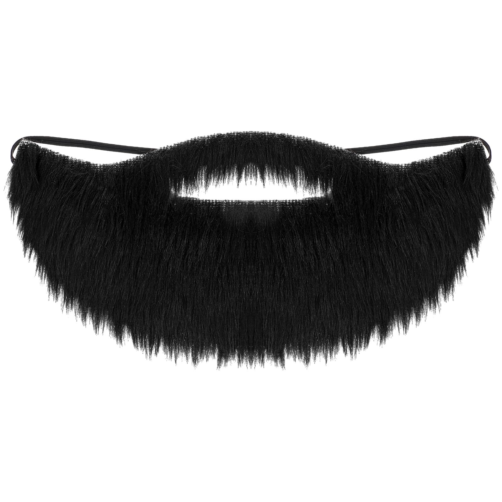 Lusofie Black Fake Beard Elastic Fake Mustache Realistic Black Costume Facial Hair for Role Play Men's Makeup Christmas Halloween Party Supplies