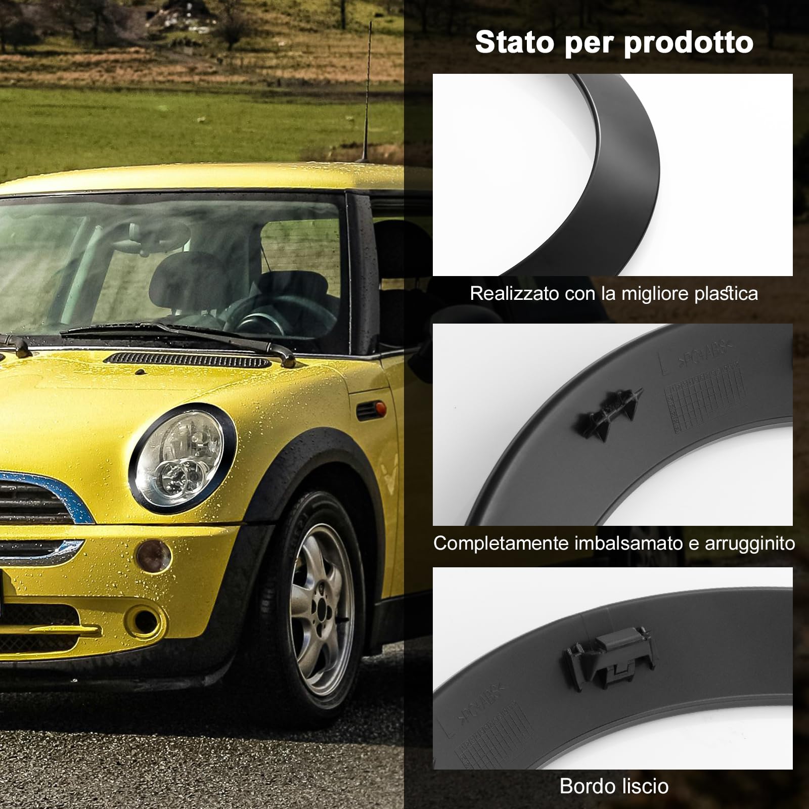 1 Coppia Cornici Fari, Fari Anello di Trim Cornice, Anello Fanale Compatibile con MINI COOPER F55 F56 F57 2014–2021, OEM 51137300631, 51137300632 (Nero)