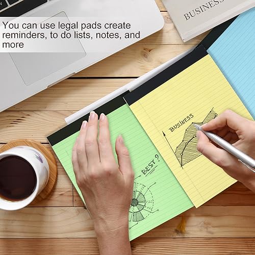 Miniatura 7 de EOOUT Paquete de 6 blocs de escritura de colores de 8.5 x 11 pulgadas, 40 hojas de rayas legales anchas, blocs de notas, papel grueso de 80 GSM