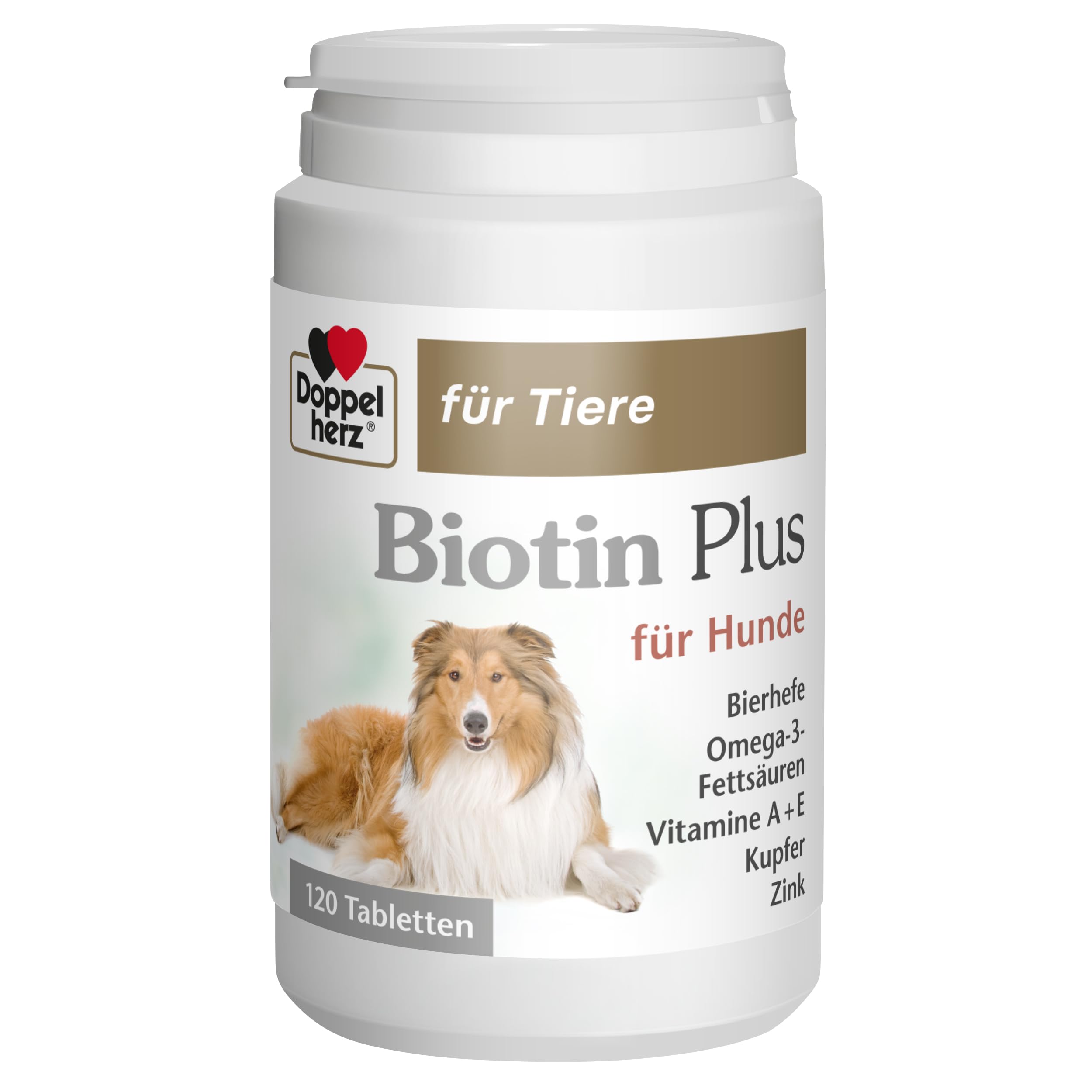 Doppelherz für Tiere Biotin Plus für Hunde - Für Hunde, die Sich in ihrer Haut wohlfühlen - Spurenelemente und Vitamine - 120 Tabletten