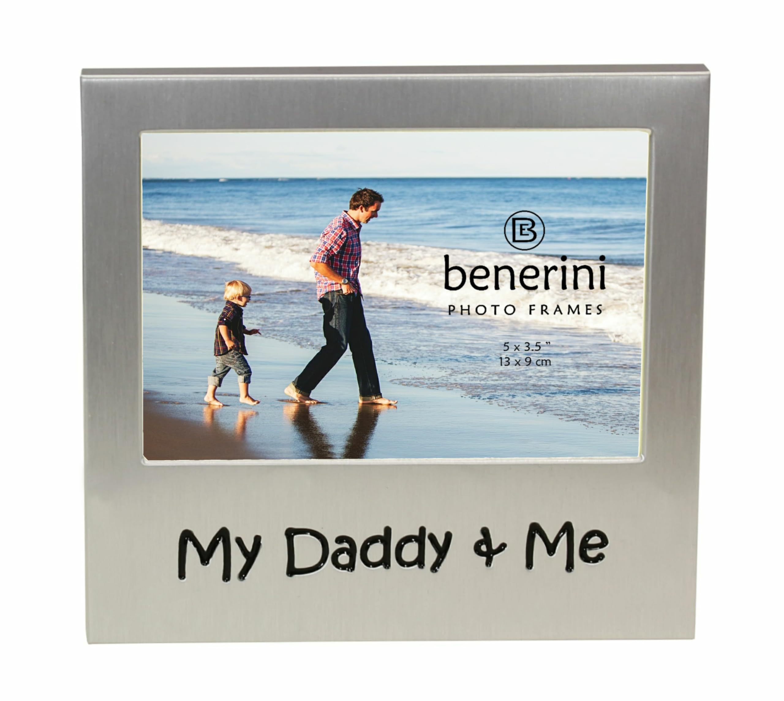 ' My Daddy & Me ' - Photo Picture Frame Gift - 5 x 3.5 - Brushed Aluminium Satin Silver Colour