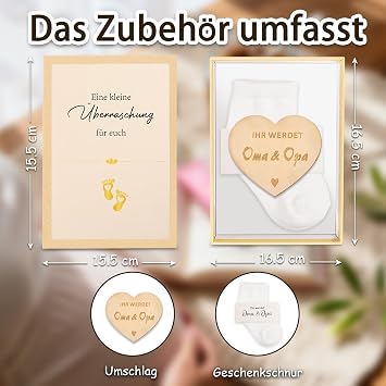 Gift Box for Pregnancy Announcement - Du wirst Grandma, Grandpa, Perfect Baby Gift for Expecting Grandparents, Baby Surprise Announcement - We Are Pregnant