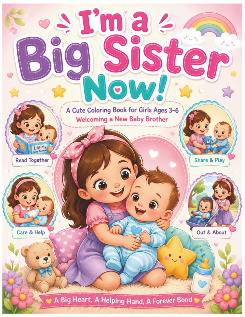 I’m a Big Sister Now!: A Cute Coloring Book for Girls Ages 3–6 Welcoming a New Baby Brother