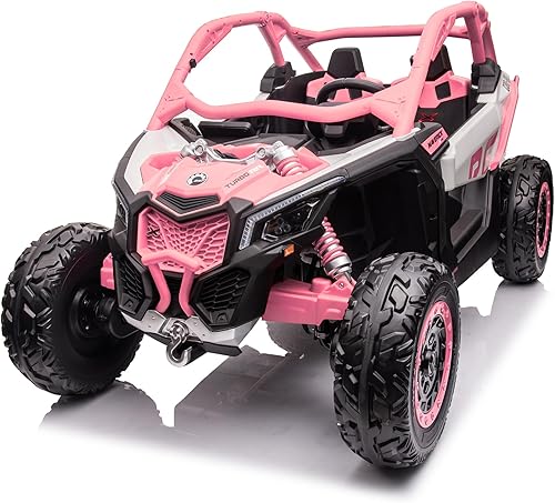 NEWQIDA Auto eléctrico de 2 plazas con control remoto de 24 V 4 WD para niños, camión de paseo 4x4, con licencia Can Am Maverick UTV, juguetes para