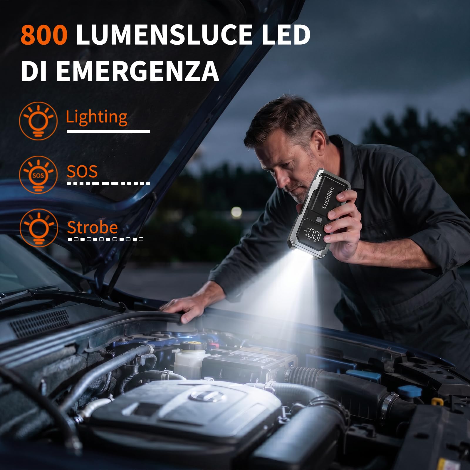 Lucklike Avviatore Batteria Auto 8000A, 12V Booster Avviatore di Emergenza