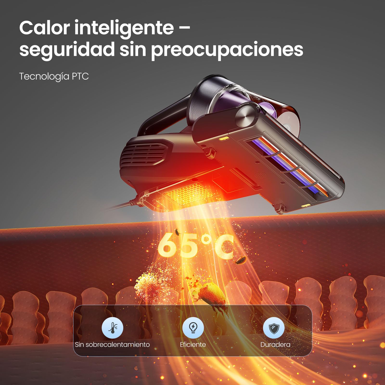 Jimmy BX8 Aspirador de Mano para Colchones, 600W 15kPa Succion Aspiradora Antiacaros con Ultravioleta UV-C, Secado Termico 65℃, Deteccion Inteligente Sensor, Función de Iones Negativos (Violeta)