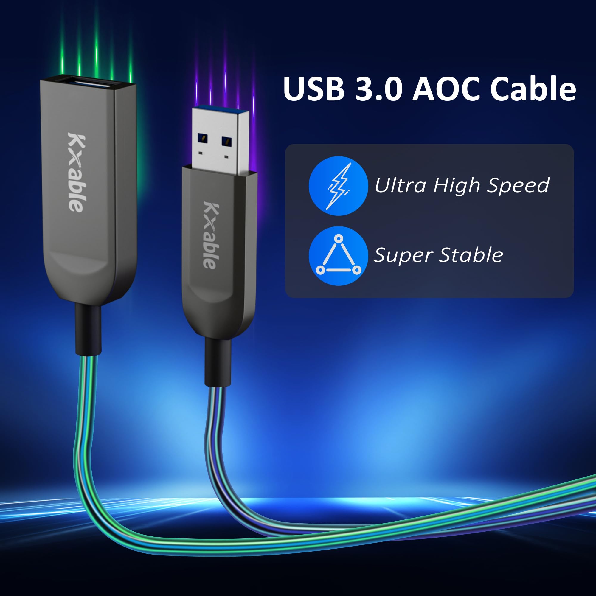 Kxable Cavo di prolunga USB 3.1 da 75 piedi, USB attivo ottico maschio a femmina, trasferimento dati ad alta velocità 10 Gbps, compatibile con USB 3.0 e USB 2.0