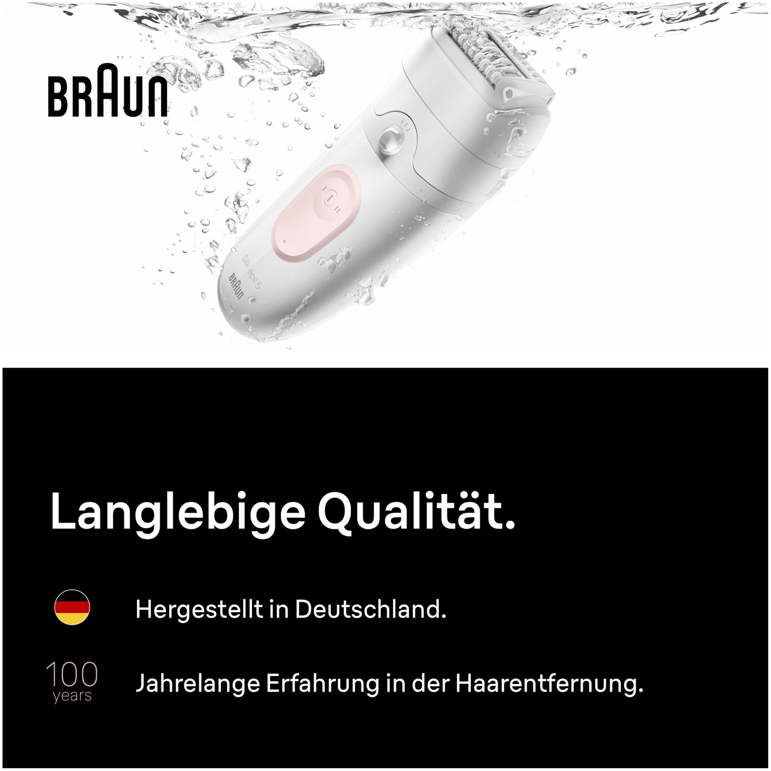 Braun Silk·épil 5 Epilierer Damen, Nass und Trocken, Wasserdicht, Inkl. Rasieraufsatz, Trimmeraufsatz, Peelingbürste, 5-060, Pink