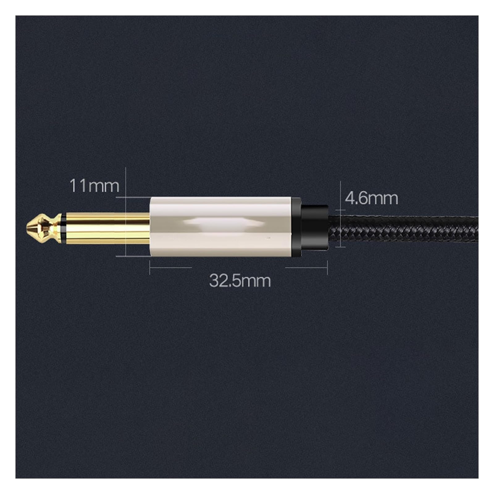 Kabel Audio Do Gitary Kabel audio do instrumentu gitarowego 6,5 mm z męskiego na męskie, ekranowany z redukcją szumów (Size : 1m)
