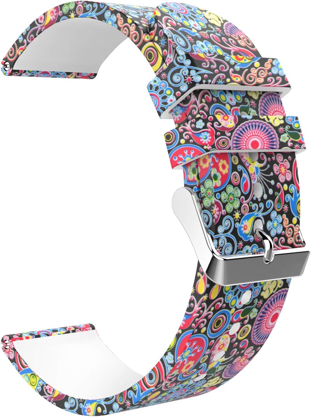 Emibele 20mm Universal Watch Band, Premium Soft Silicone Tabby Print Pattern Adjustable Replacement Strap for 20mm Sport Strap, Colorful Jellyfish