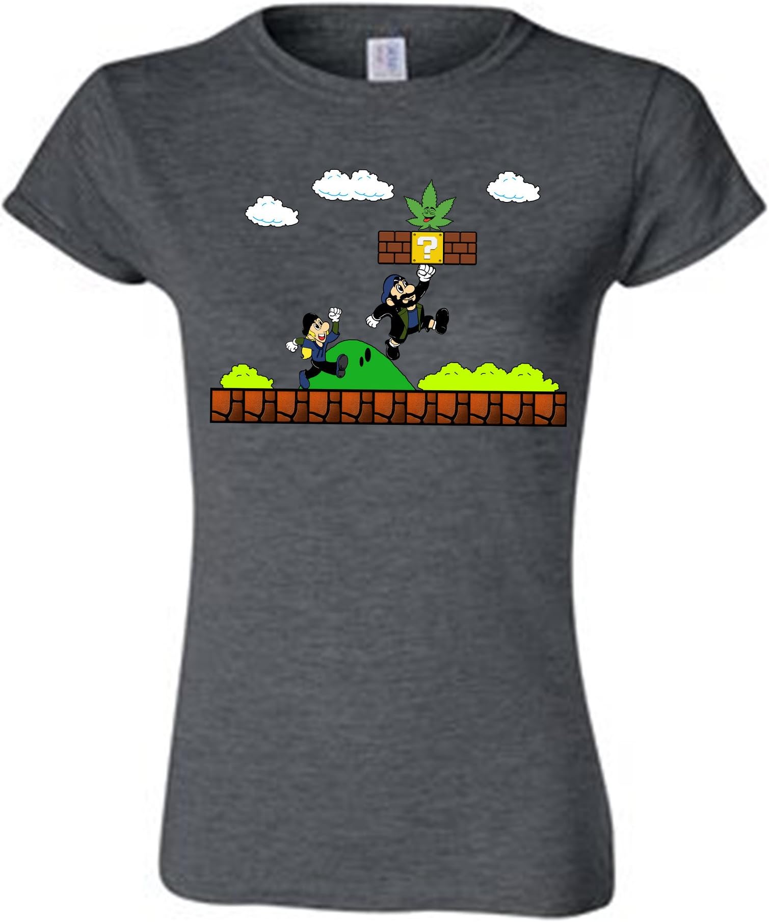 Adorkable Tees Jay and Silent Bob strikes back in Super Mario Land Women's T-Shirt Small Dark Heather Gray