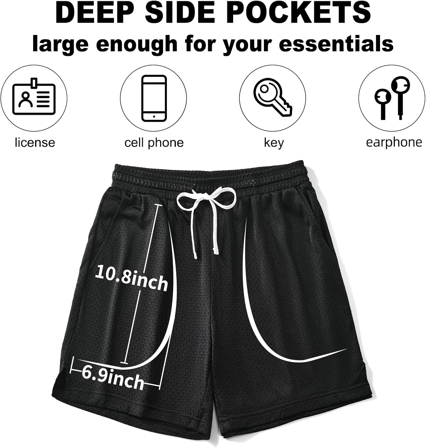 AIMPACT Mens Mesh Shorts Breathable Double Layer Fabric 6 Inch Basketball Sportswear Lounge Shorts - Image 5