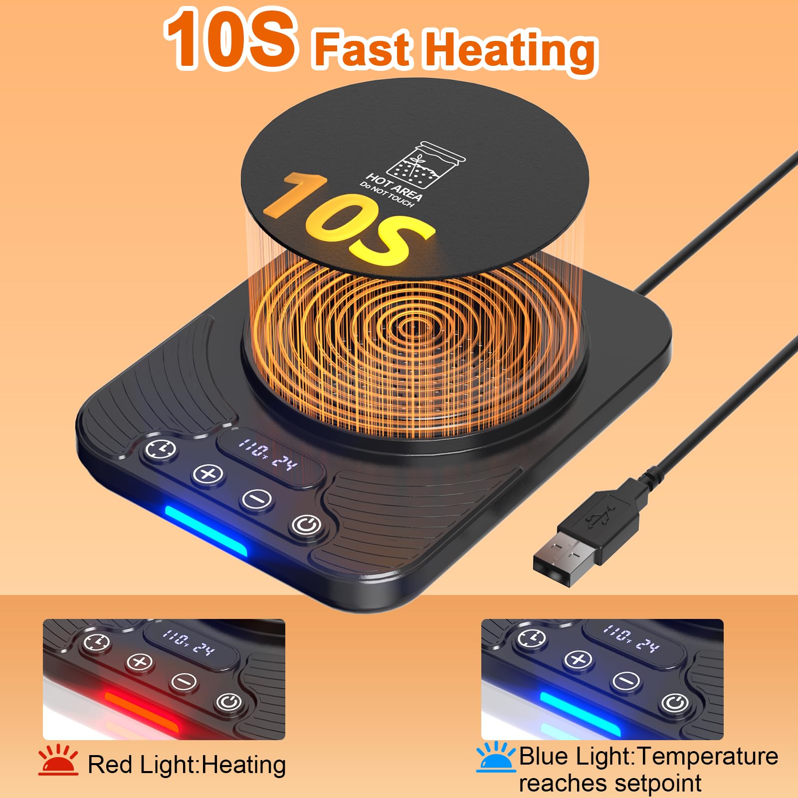 Calentador de fermentación de masa madre, control preciso del termostato a 1 °F (70 – 100 °F), calentador de masa madre con temporizador de 24 horas y USB, perfecto para hornear en casa y fermentación