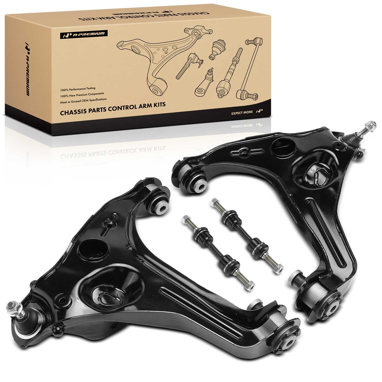 A-Premium Set of 4, Lower Control Arm, Sway Bar Link, Compatible with Ford F-150 2009-2013, Expedition 2009-2013, Lincoln Navigator 2009-2013