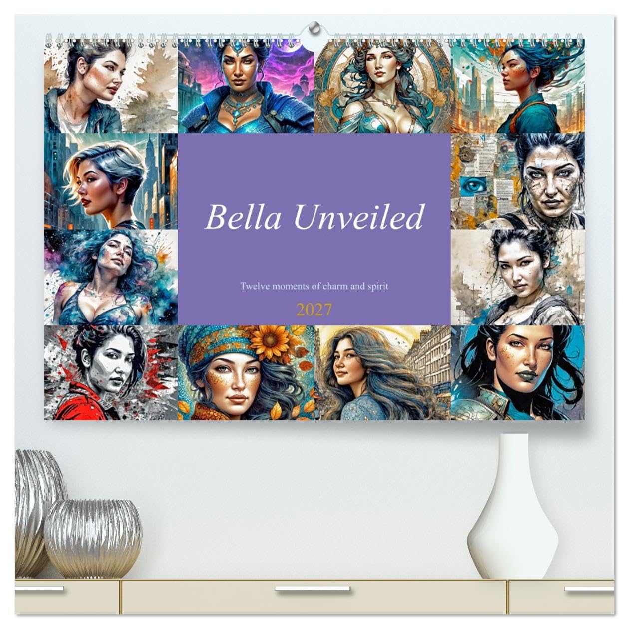 Bella Unveiled - Twelve moments of charm and spirit (High Quality Premium Wall Calendar 2027 DIN A2 landscape),CALVENDO 12 Month Wall Calendar: The diversity of graphic expression