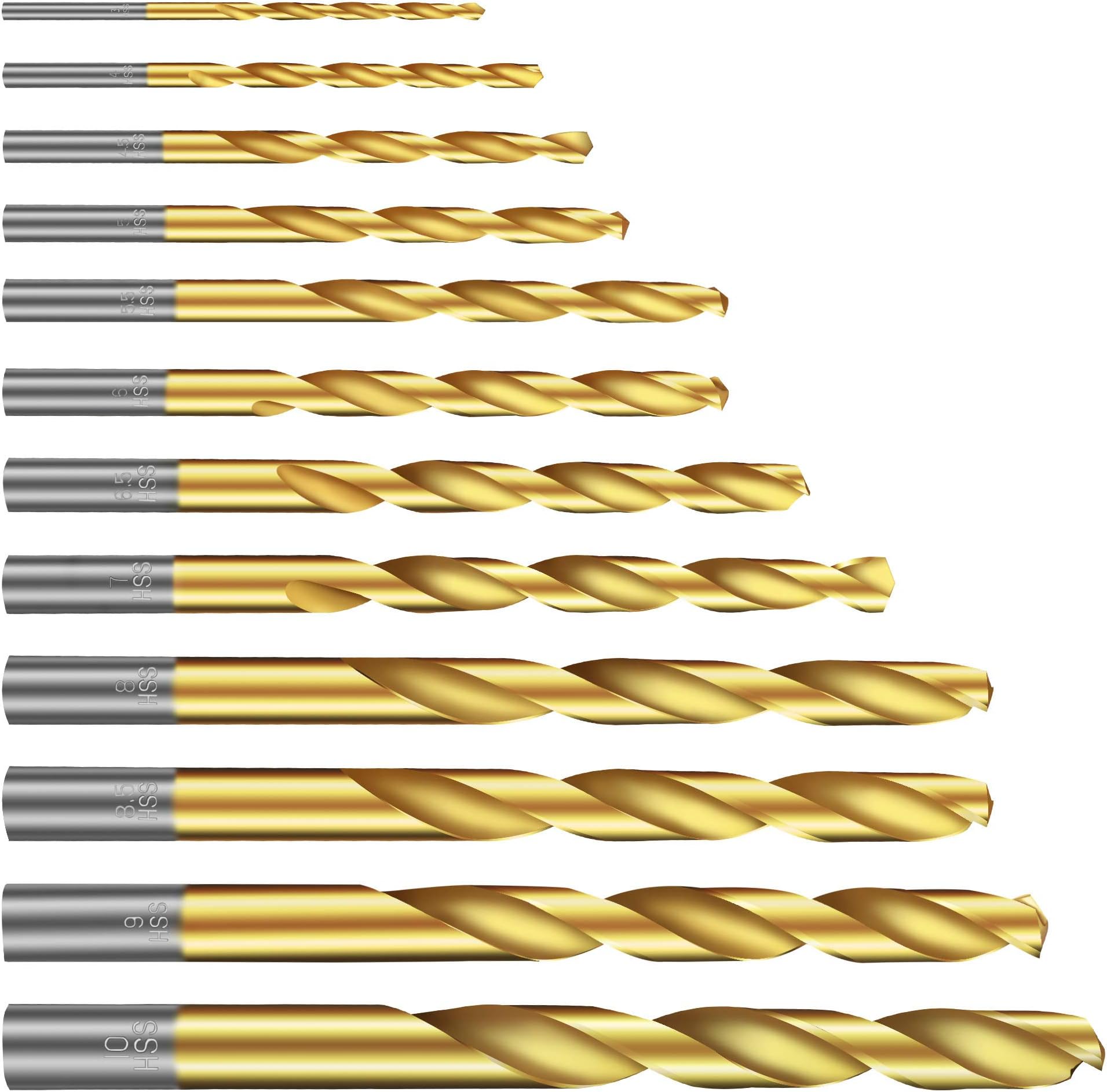 Twist Drill Bit Set(12PCS), Werkzeug Titanium Drill Bit Set General Purpose High-Speed Steel, Metal Drill Bits Set for Wood, Plastic, Metal, Aluminum Alloy etc (1/8" - 25/64")