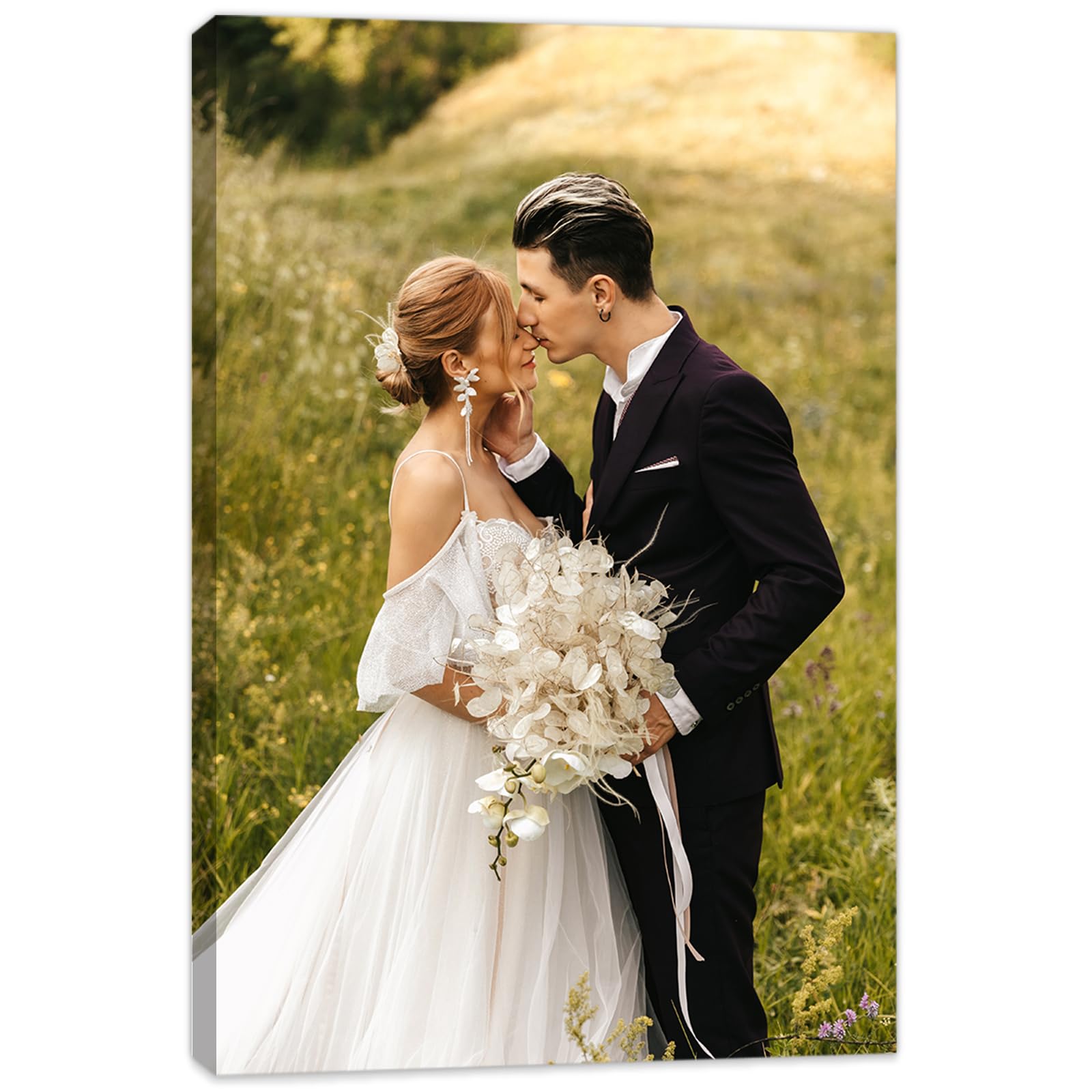 Admmixoo Personalised Custom Wedding Photos Canvas Prints Customised Framed Family Pictures Wall Art Digitally Printed Photo to Canvas Ideal for Home Decor Gifts (30L x 20W cm)
