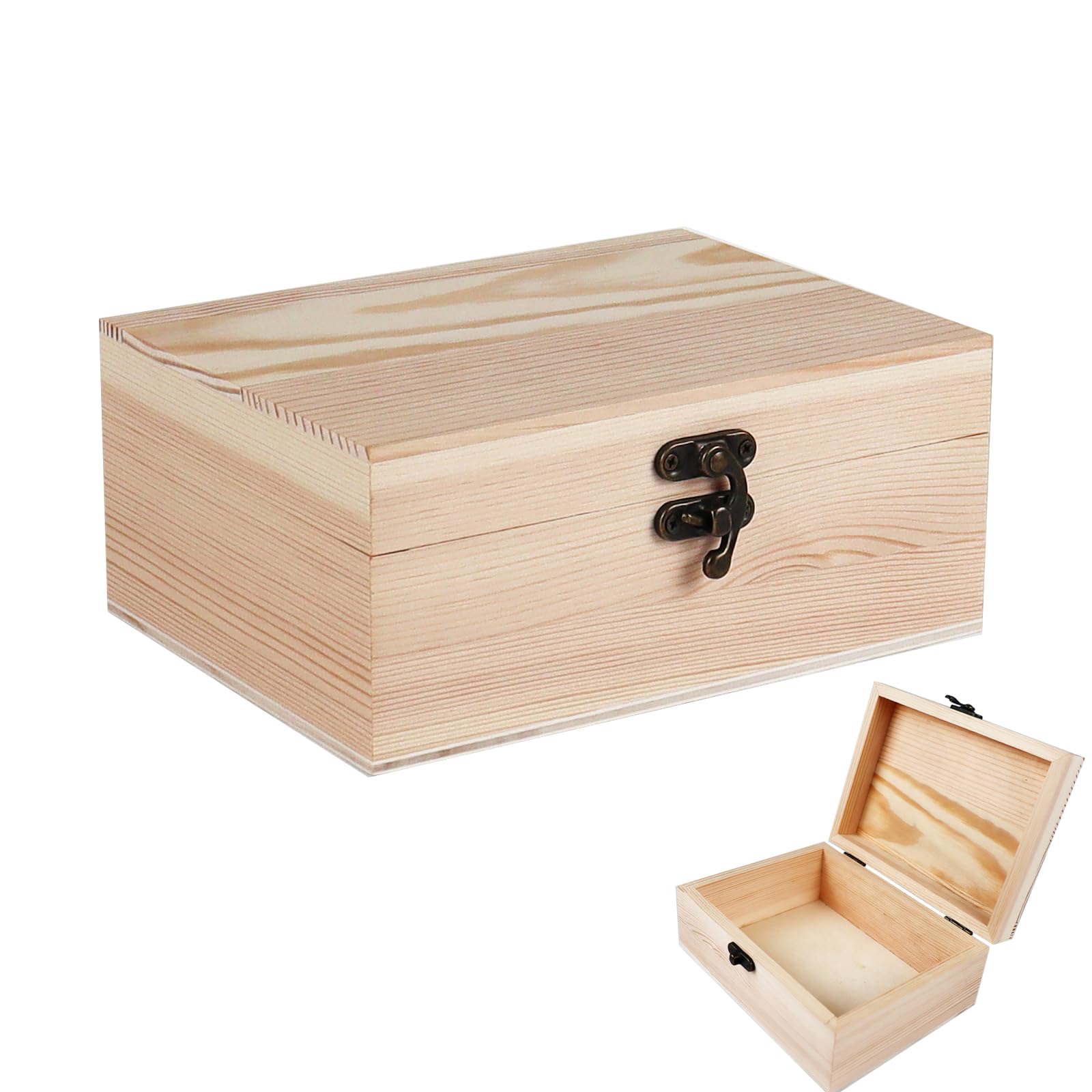 Photo 1 of Almagic Unfinished Wood Box with Lid, 1 Pack