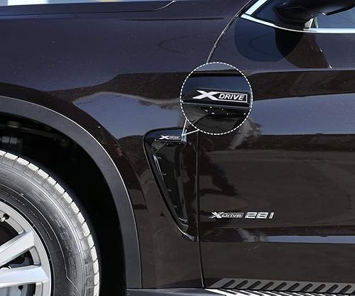 Miniatura 2 de YIWANG Carrocería de coche Fender Side Ventilaciones Laterales Rejilla Orificio 2 piezas para BMW Xdrive Logo Emblem X5 F15 X5M F85 2014-2019 (negro)