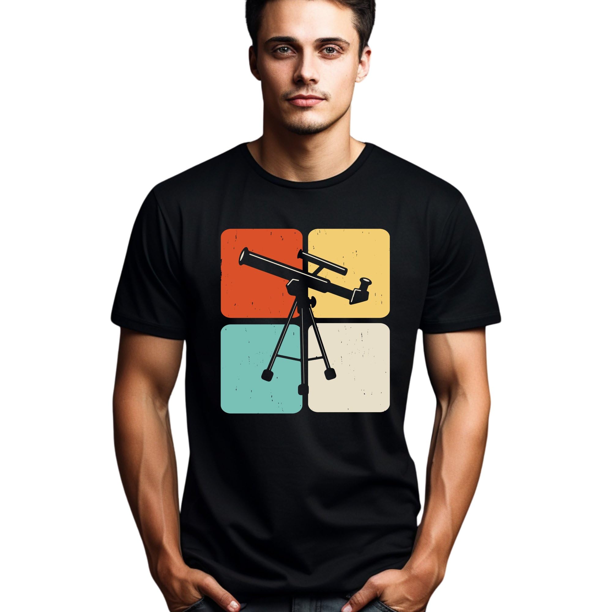 Seek Buy LoveVintage Telescope Graphic Tee, Astronomy Lover T-Shirt, Unisex Space Theme Shirt, Casual Science Apparel, Gift for Stargazers