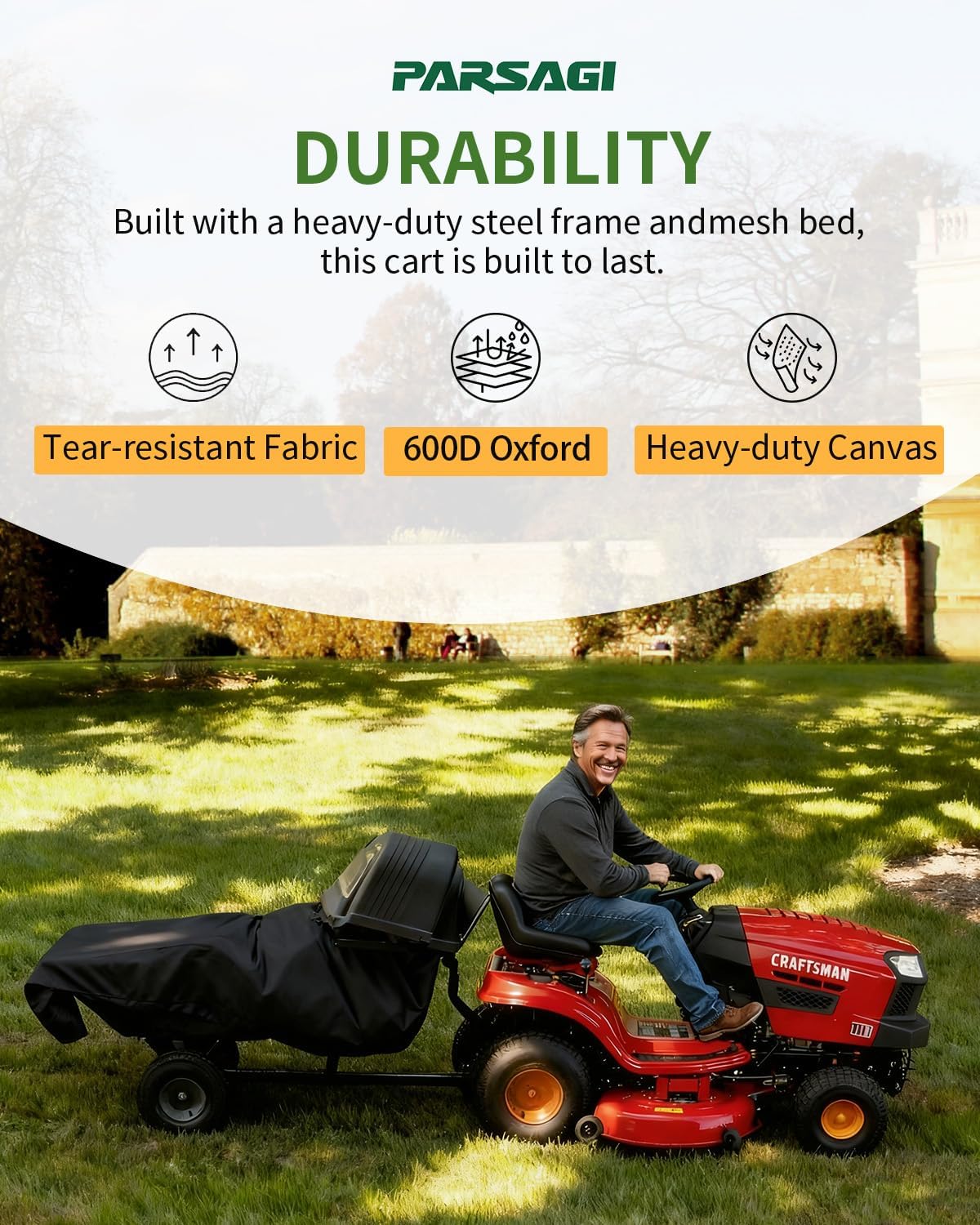 Lawn Tractor Leaf Bag 600D Heavy Duty Material 54.Cu.Ft Standard Leaf Bagger for Riding Lawn Mower,Heavy Duty Leaf Grass Collection Bagger (600D Leaf Bag)