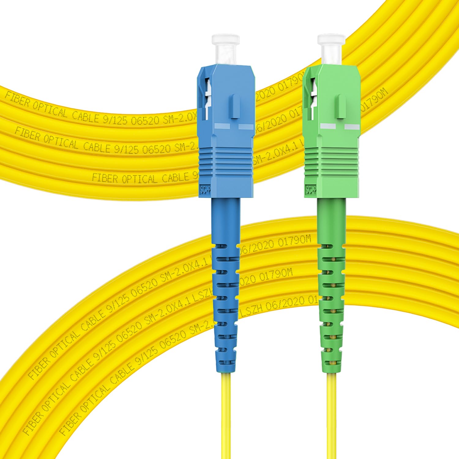 FLYPROFiber- OS2 Single Mode Fiber Patch Cable, 10m/33ft SC/UPC to SC/APC Fiber Optic Cable, Simplex, Length Option: 0.5m-10m 9/125um LSZH Yellow OD-