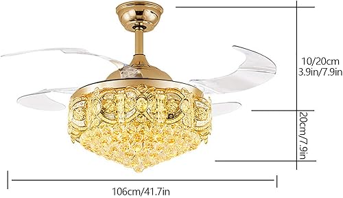 Miniatura 8 de TFCFL Lámpara colgante LED de techo con 42 cristales, moderna y elegante estilo de lujo para el hogar. Pantalla de cristal superior K9 regulable 3