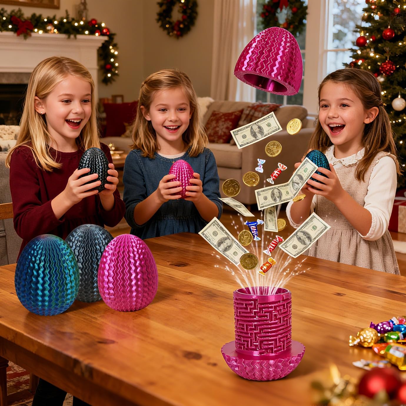 Mystery Egg Maze Box Gift, Money Puzzle Box for Cash,Maze Game with Hidden Compartment, Treasures, Reusable Gift for Adults & Kids,Birthday, Easter, Christmas, Halloween(Black)