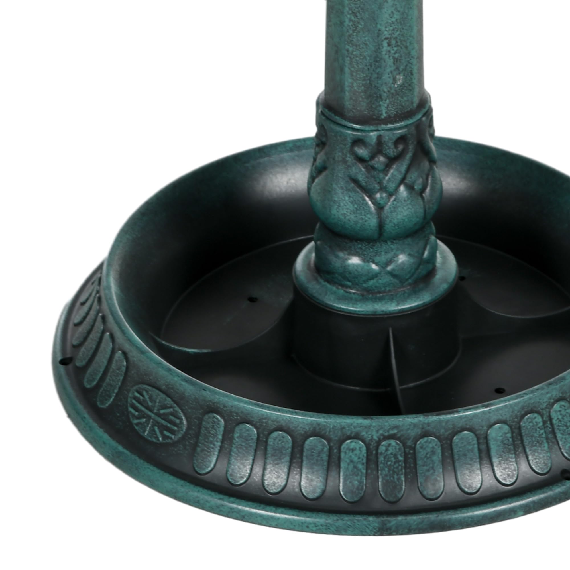 Outsunny Bain d'oiseaux Antique 81 cm avec Base de jardinière, Mangeoire, Bassin sur Pied, Style Vintage, Bronze Vert