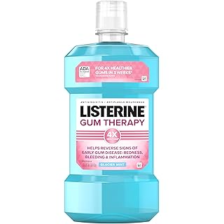 Listerine Gum Therapy Antiplaque & Anti-Gingivitis Mouthwash, ADA Accepted Oral Rinse Helps Reverse Early Gingivitis Signs Like Bleeding Gums, 4X Healthier Gums in 3 Weeks vs Brushing Alone, Mint, 1 L