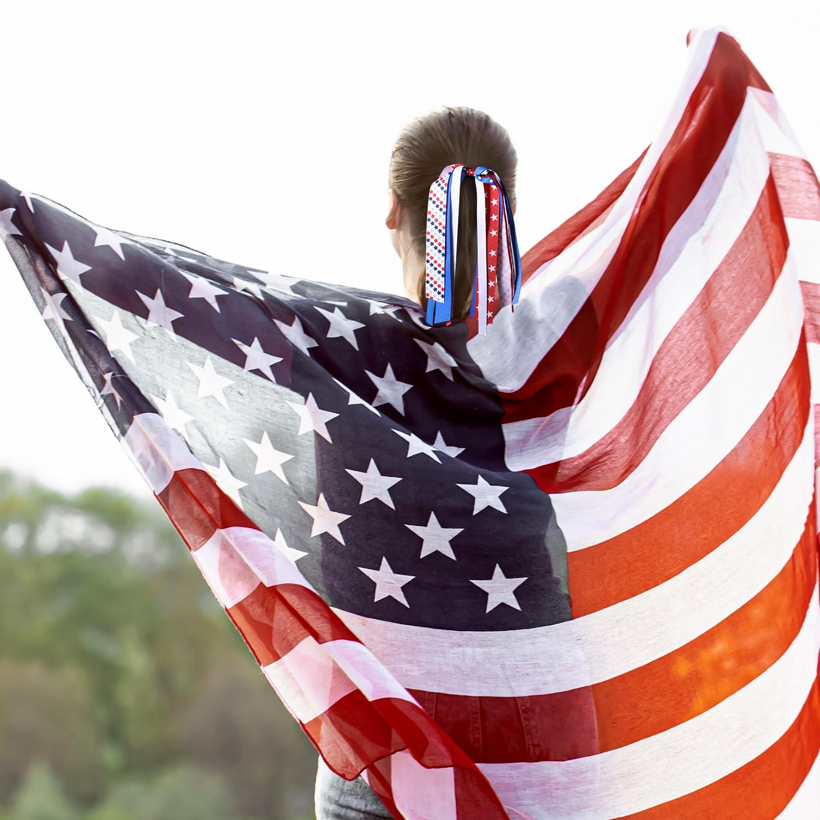 Amazon.com : Girls Patriotic Ponytail Hair Ribbon Streamer  display picture 2