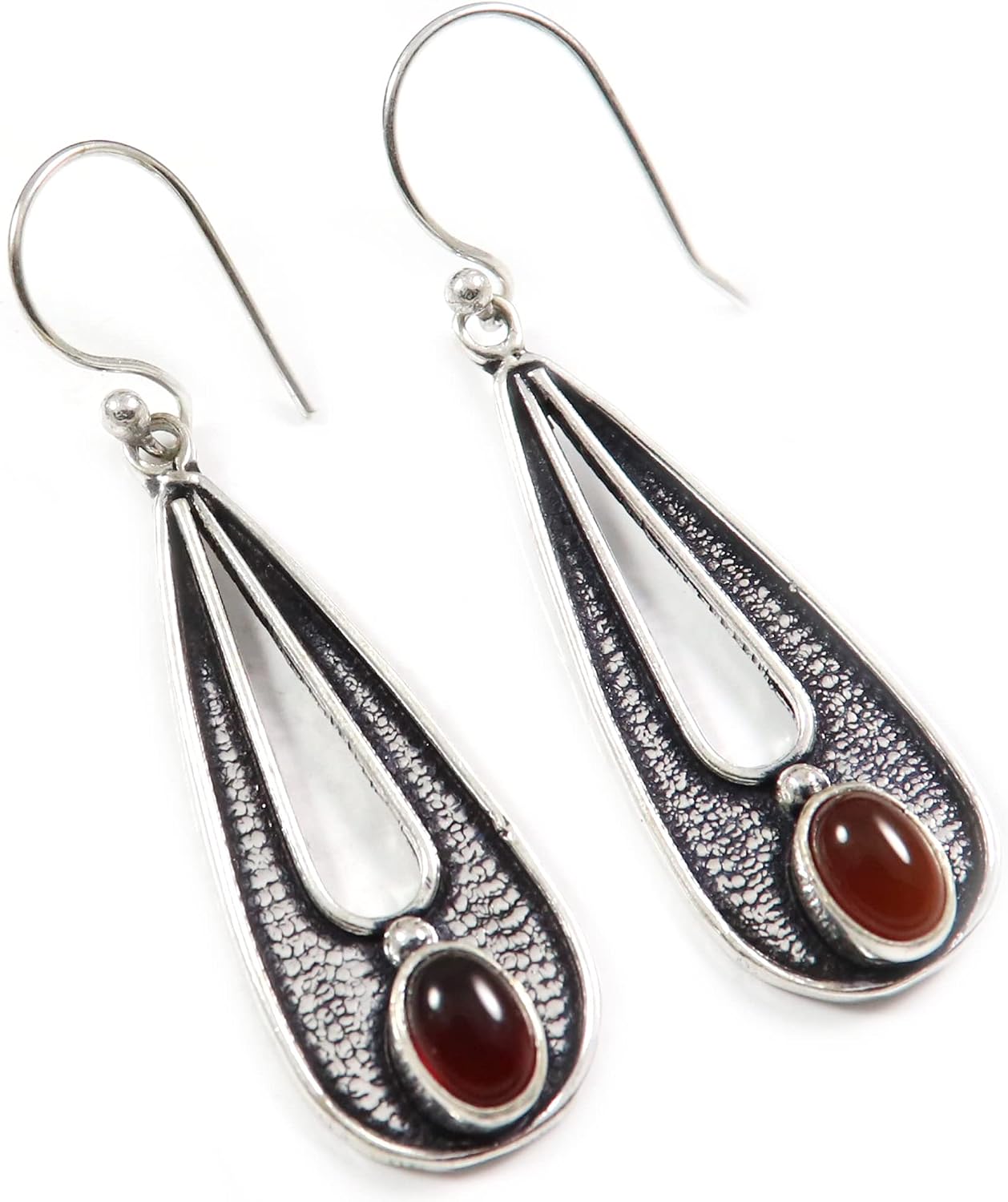 Goyal Exports 925 Sterling Lapis Lazuli Emerald Faceted Peridot Faceted Garnet Faceted Gemstone Silver Drop Dangle Earring Jewelry SEG160