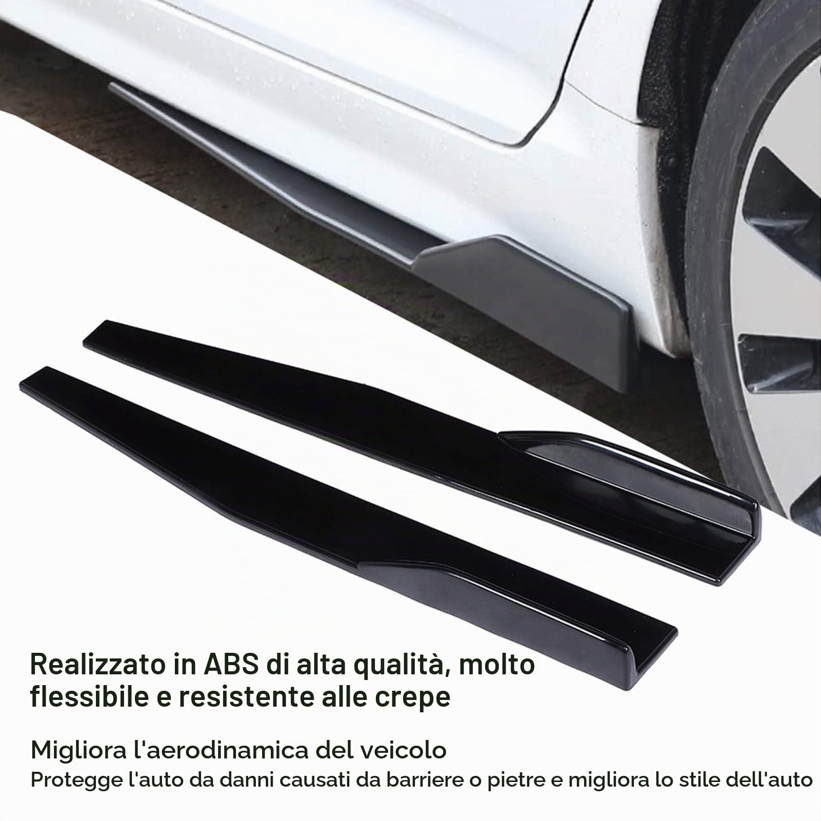 Minigonne Laterali, Yctze 29.3 Pollici Minigonne Laterali per Auto Rocker Splitter Protezione Antigraffio Universale Nero Lucido Modificato P per seitenschweller minigonna universale in carbonio minig