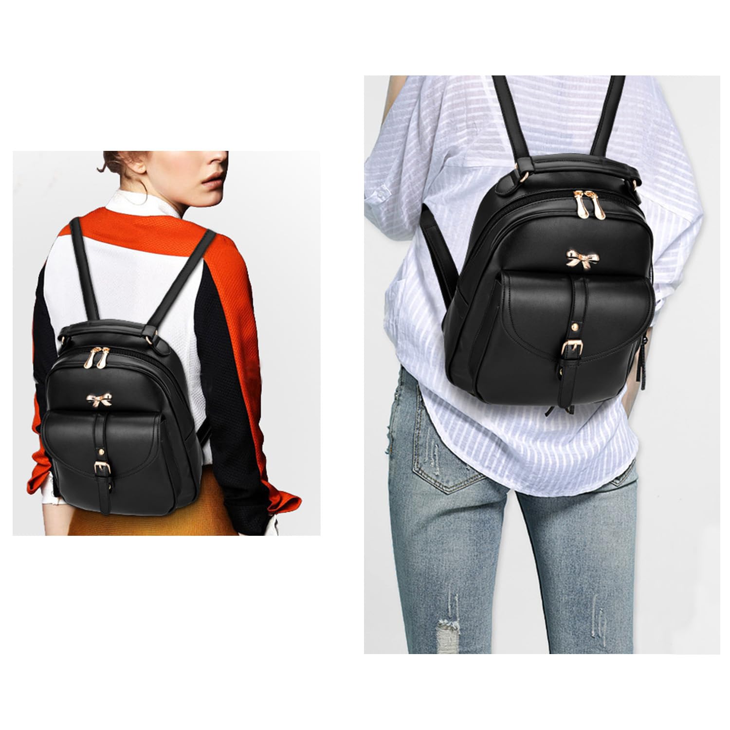 AINUOEY Donna Borse a Zaino Borsa a Zainetto Elegante Tracolla Zaini Firmate Marca Zainetti Antifurto PU pelle 76605 1 pz Nero