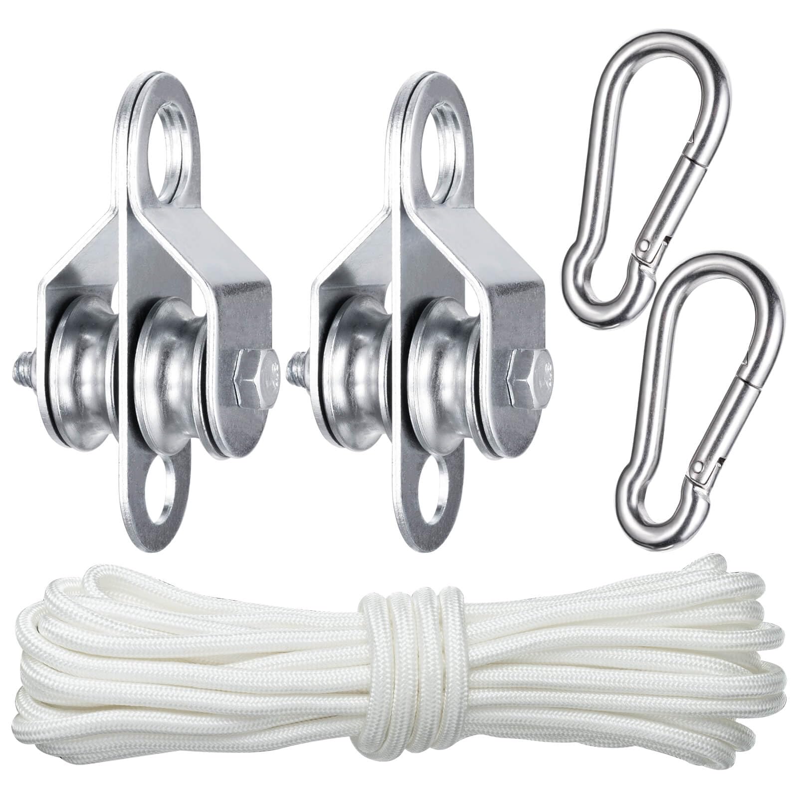 Double poulie avec 2 roulements à billes, poulie avec corde en nylon de 10 m (6 mm), capacité de charge 70 kg