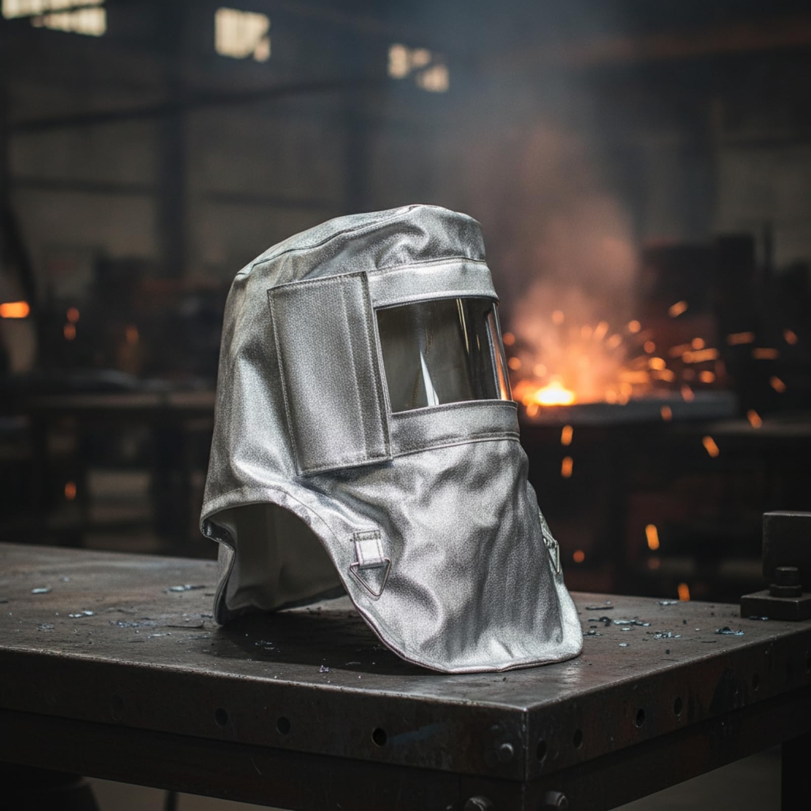 predolo Capuc Aluminizada Anticalórico Capuc con Pantalla Ignífugo Indumentaria Protección para Fundición, Trabajos en Caliente