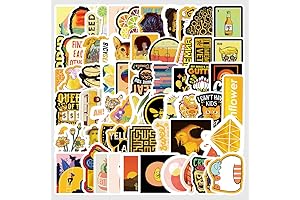 50 Pcs Aesthetic Laptop Sticker Cool Waterproof Yellow VSCO Stickers for Adults Kids Teens