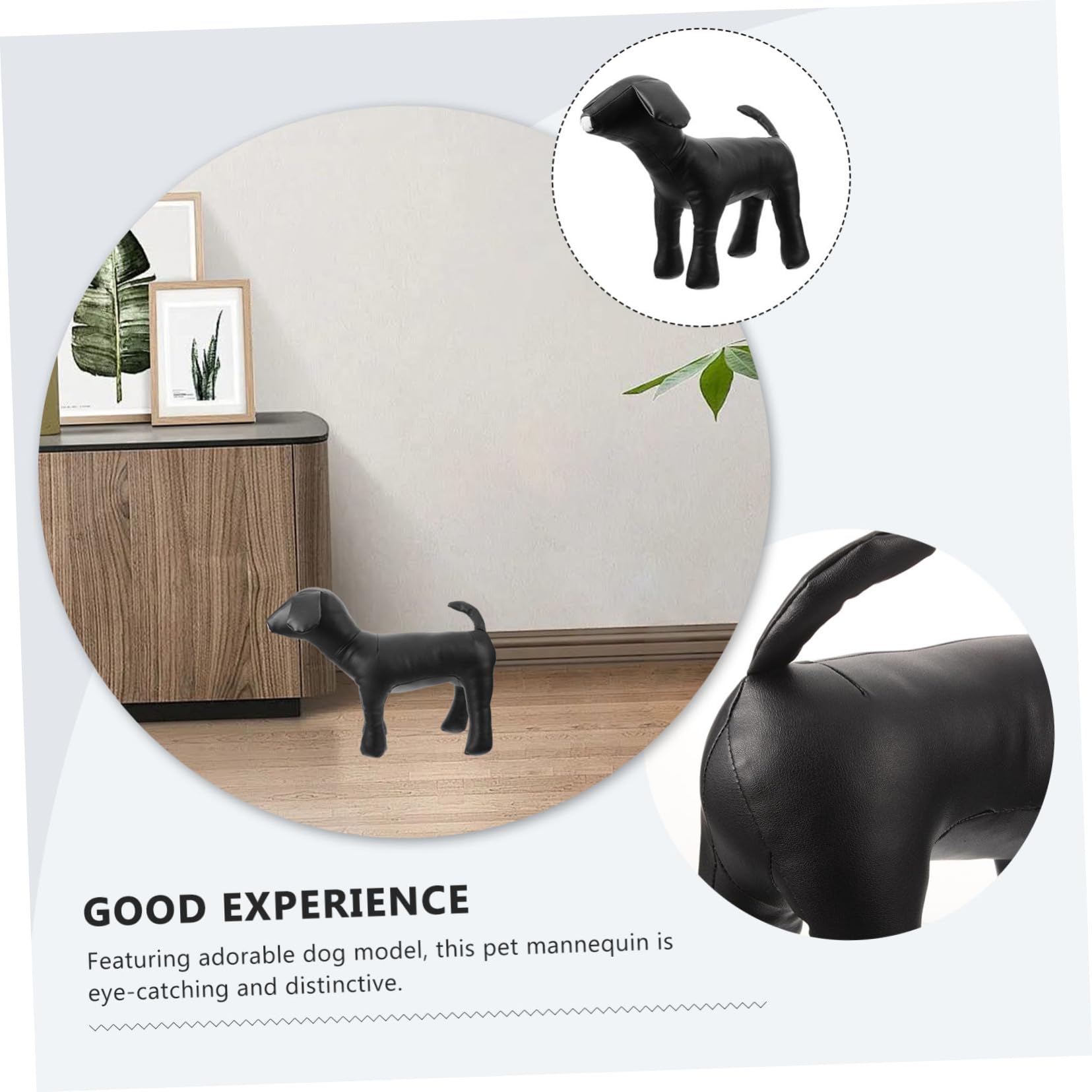 Mannequin de Chien en Cuir PU Noir pour Vêtements d'animaux, Modèle Polyvalent et Facile à Nettoyer, pour Présentation et Exposition de Produits Canins