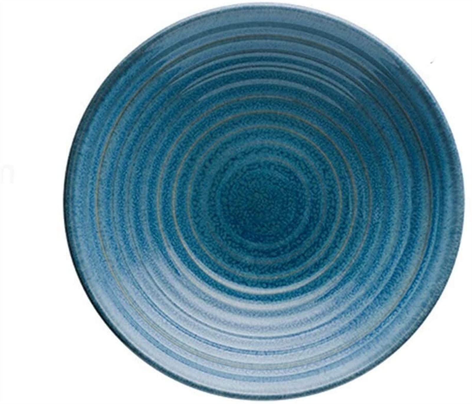Juego de Platos para la Cena, Cuenco de Servicio, diseño de Hilo, Cuenco Azul Poco Profundo, Cuenco para Ensalada de Frutas, Cuenco de arroz de cerámica Verde, Cuenco Red,Blue-24 * 5.5CM