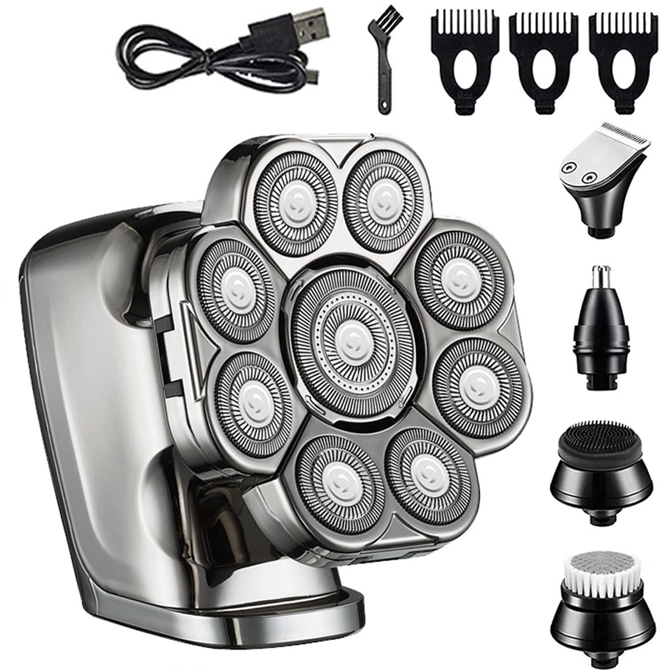 Electric Razor for Men 9D Shaver for Bald Men 6-in-1 with Nose Body Trimmer Floating Head Electric Shaver