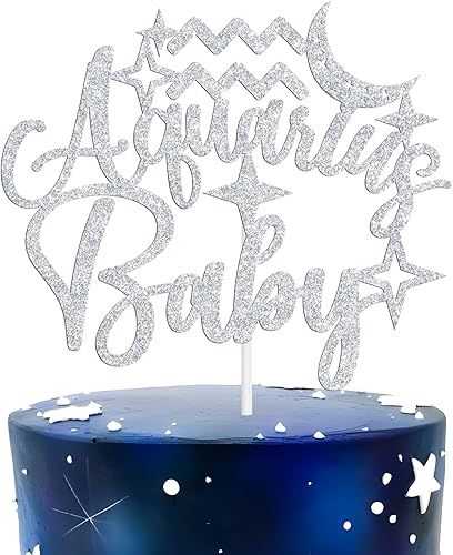 Acuario - Decoración para pastel de cumpleaños de bebé, 12 temporadas del zodiaco acuariobebé de bienvenida, horóscopo, suministros de decoración de