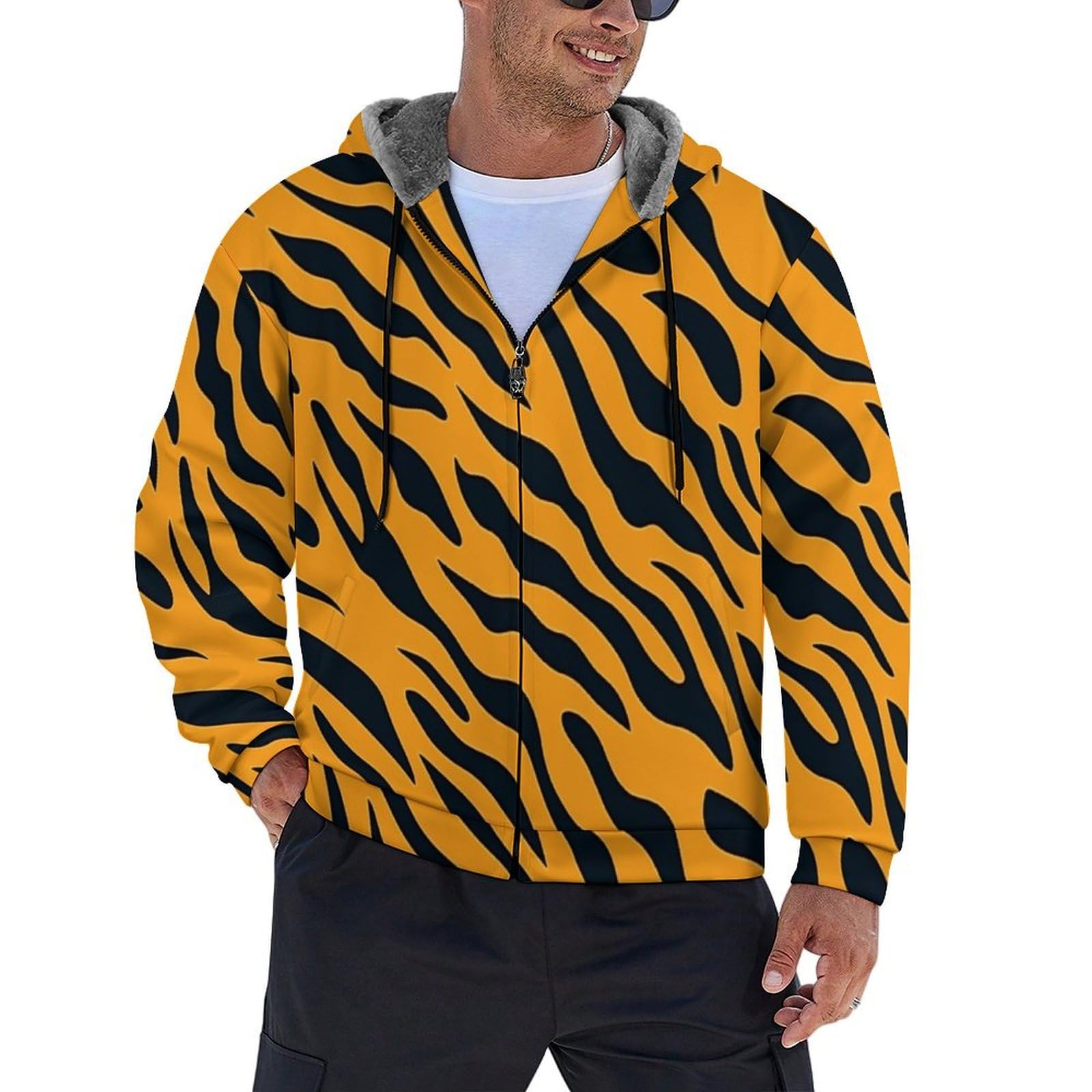 Sudadera de forro polar con cremallera completa térmica para invierno grande 8