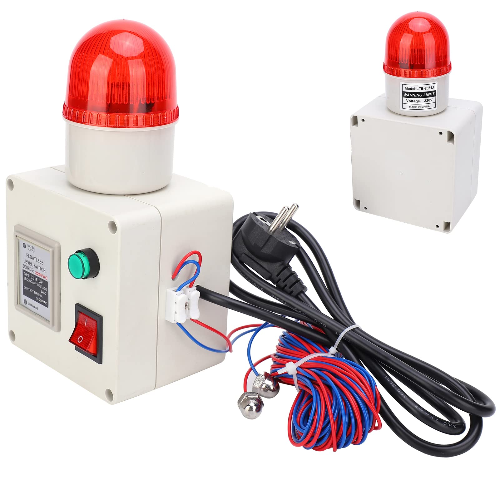 Capteur D'alarme de Niveau d'eau en Acier Inoxydable 90dB avec Bouton Silencieux pour Détection de Réservoir à Poissons, Citerne, Piscine jusqu'à 15m