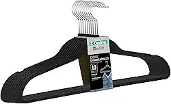 Ordene - Cabide Emborrachado com 10 Unidades, Cor Preta, Linha My Closet