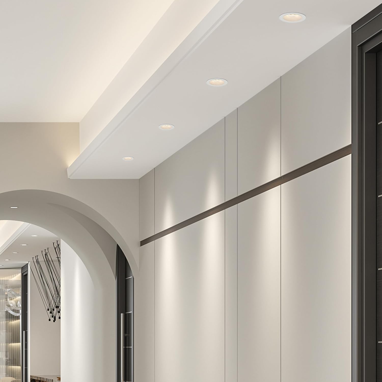 Maxxima 4 in. Adjustable Recessed Anti-Glare LED Gimbal Downlight, Canless, 1100 Lumens Color Selectable 2700K/3000K/3500K/4000K/5000K, 360° Rotation, Dimmable White Trim, 90 CRI, J-Box Included