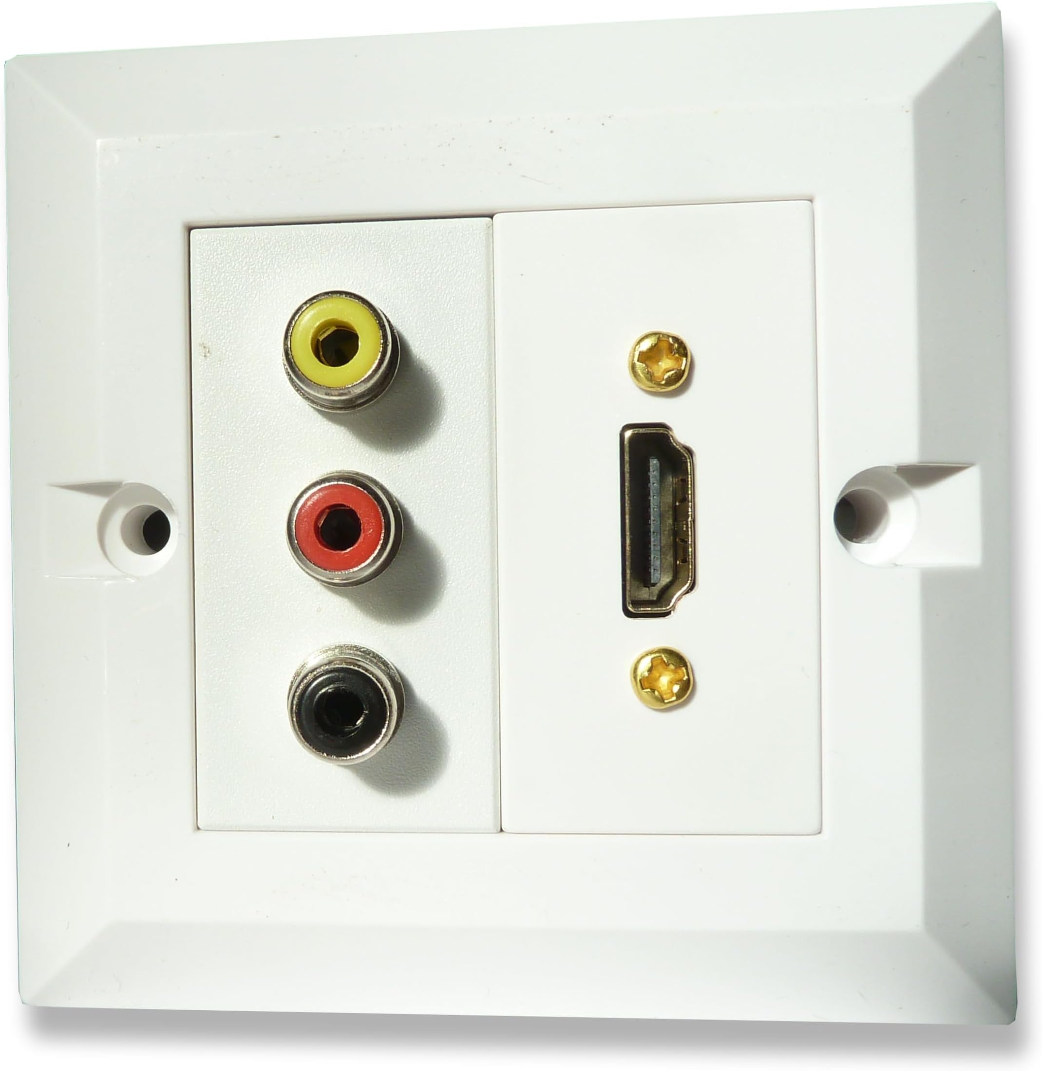 C4A HDMI and Phono Wall Plate/Faceplate - Plug and Play No Soldering/HDMI and 3x AV Phono Sockets