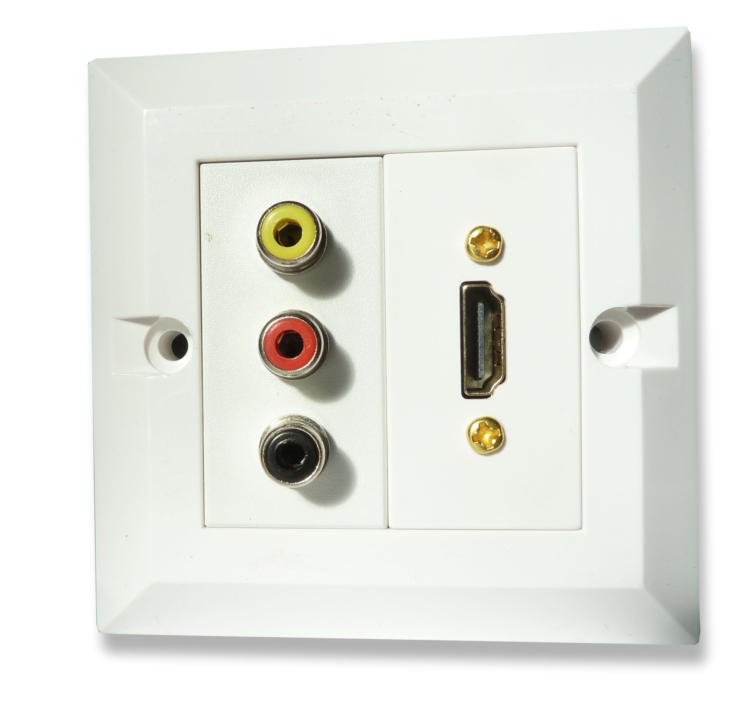 C4A HDMI and Phono Wall Plate/Faceplate - Plug and Play No Soldering/HDMI and 3x AV Phono Sockets